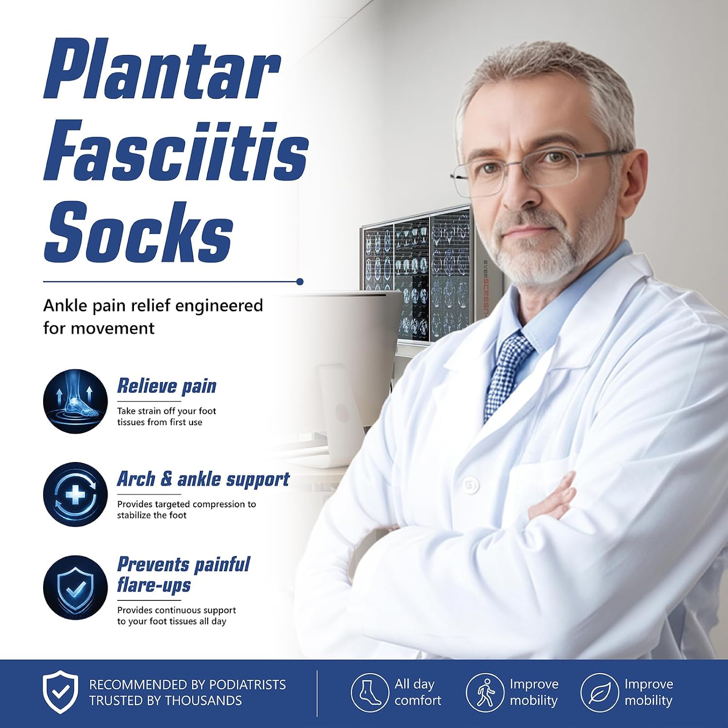 🦶 Adjustable Compression Ankle & Arch Support