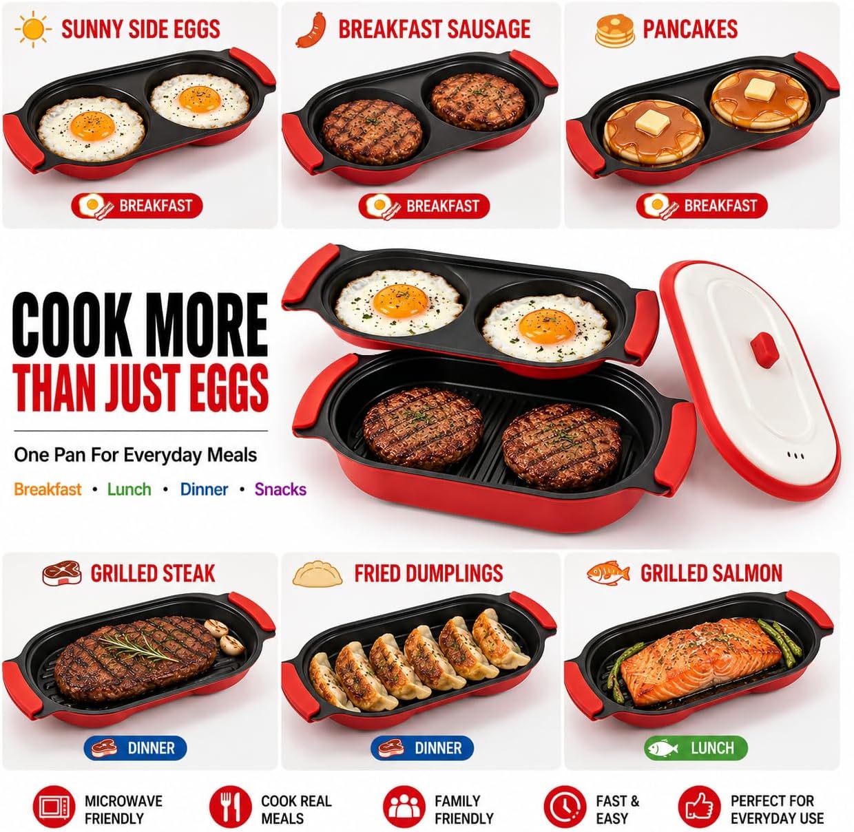 2-in-1 Microwave Egg Cooker & Grill Pan Set – Brown, Crisp & Cook Without the Stove