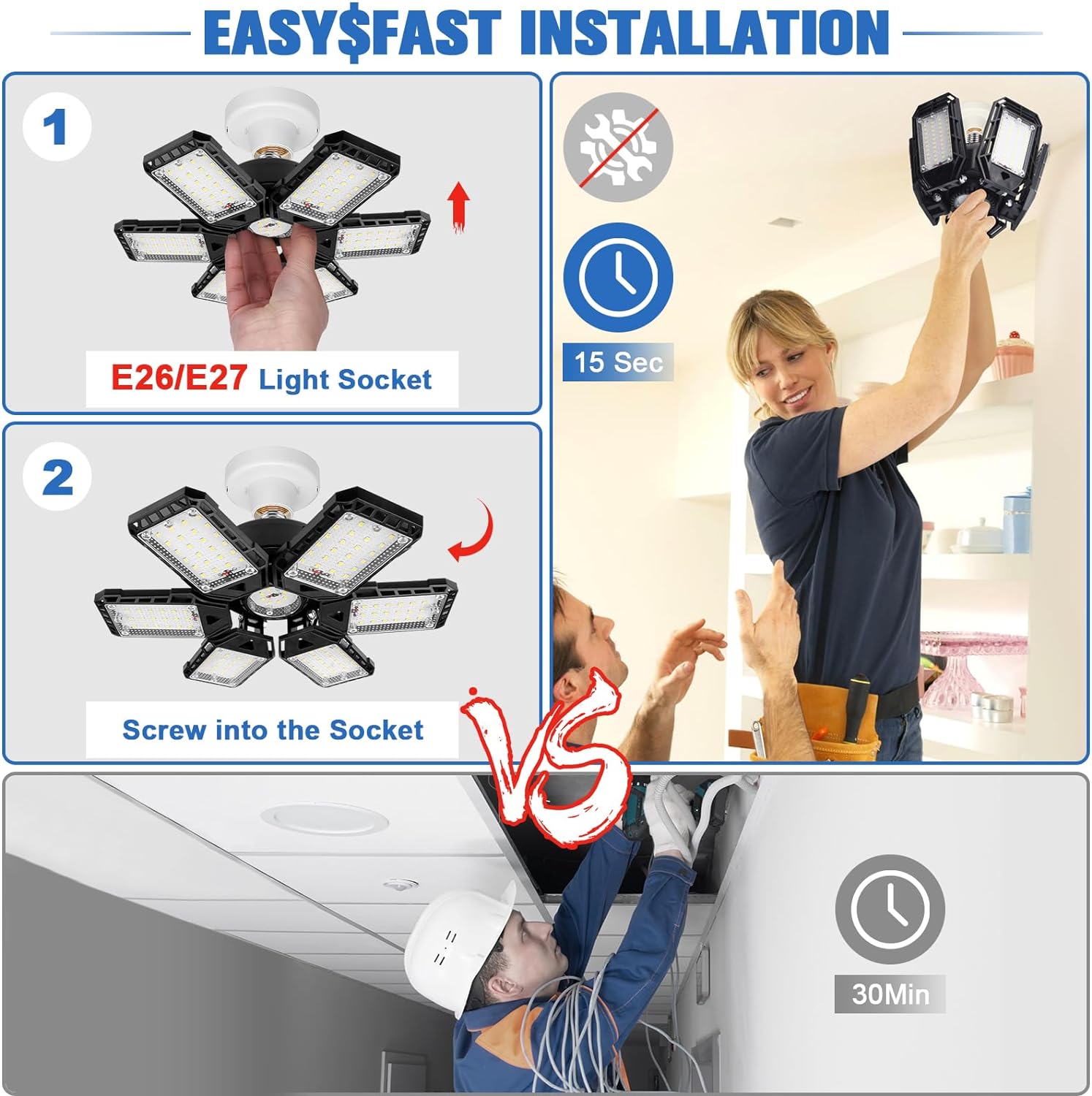 360° no dead corners Super Bright LED Garage Lights