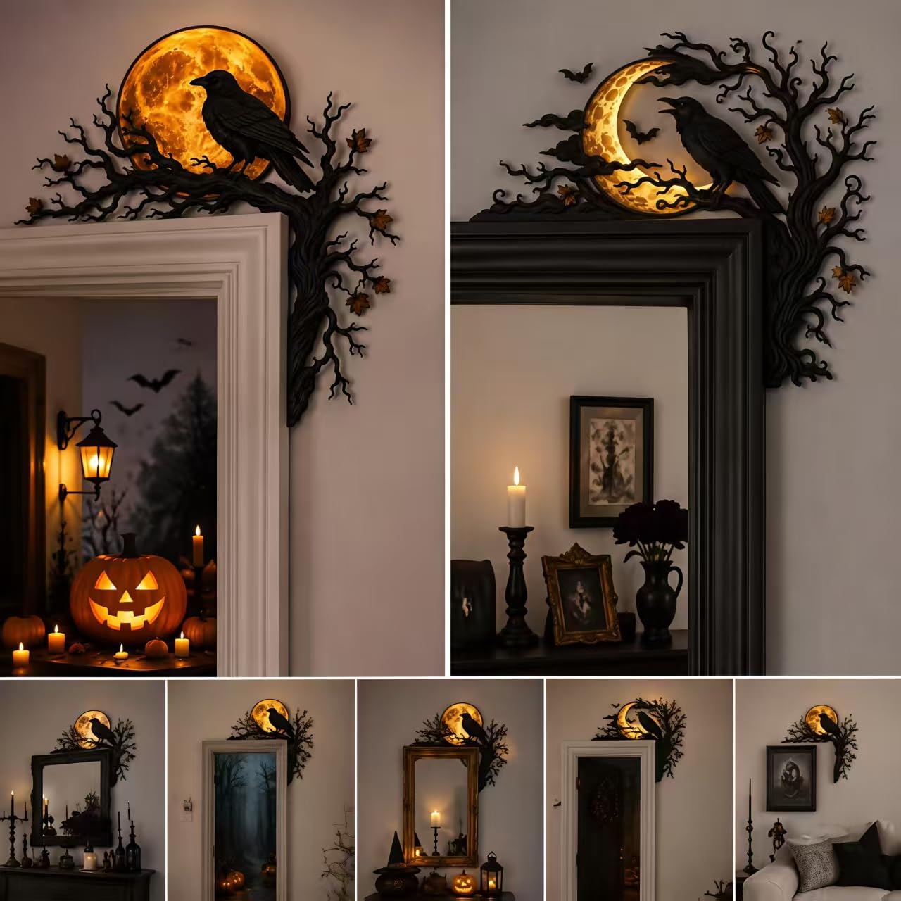 🌙 Halloween Crow Moon Corner Decoration