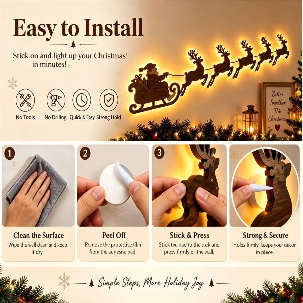 Magical LED Reindeer Christmas Wall Decor