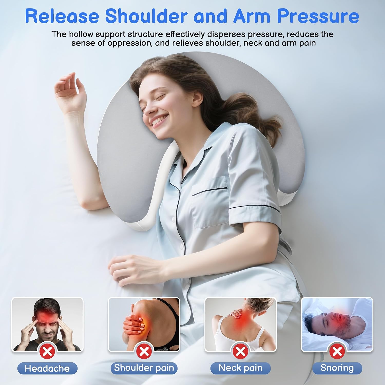 Side Sleeper Pillow with Arm Holes -arm Pillow Ergonomic for Cervical, Neck, Shoulder & Rotator Cuff Pain Relief