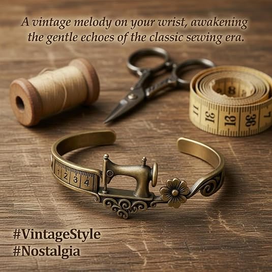 🎁2026 Mother's Day Gifts 50% Off--🧵Sewing Machine Bracelet & Ring Set