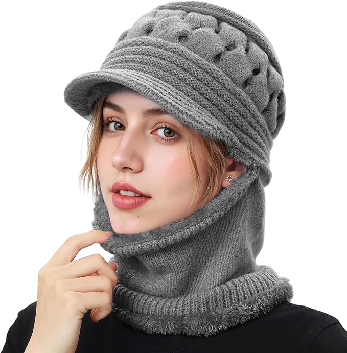 Women's Winter Beanie Hat & Scarf Mask Set