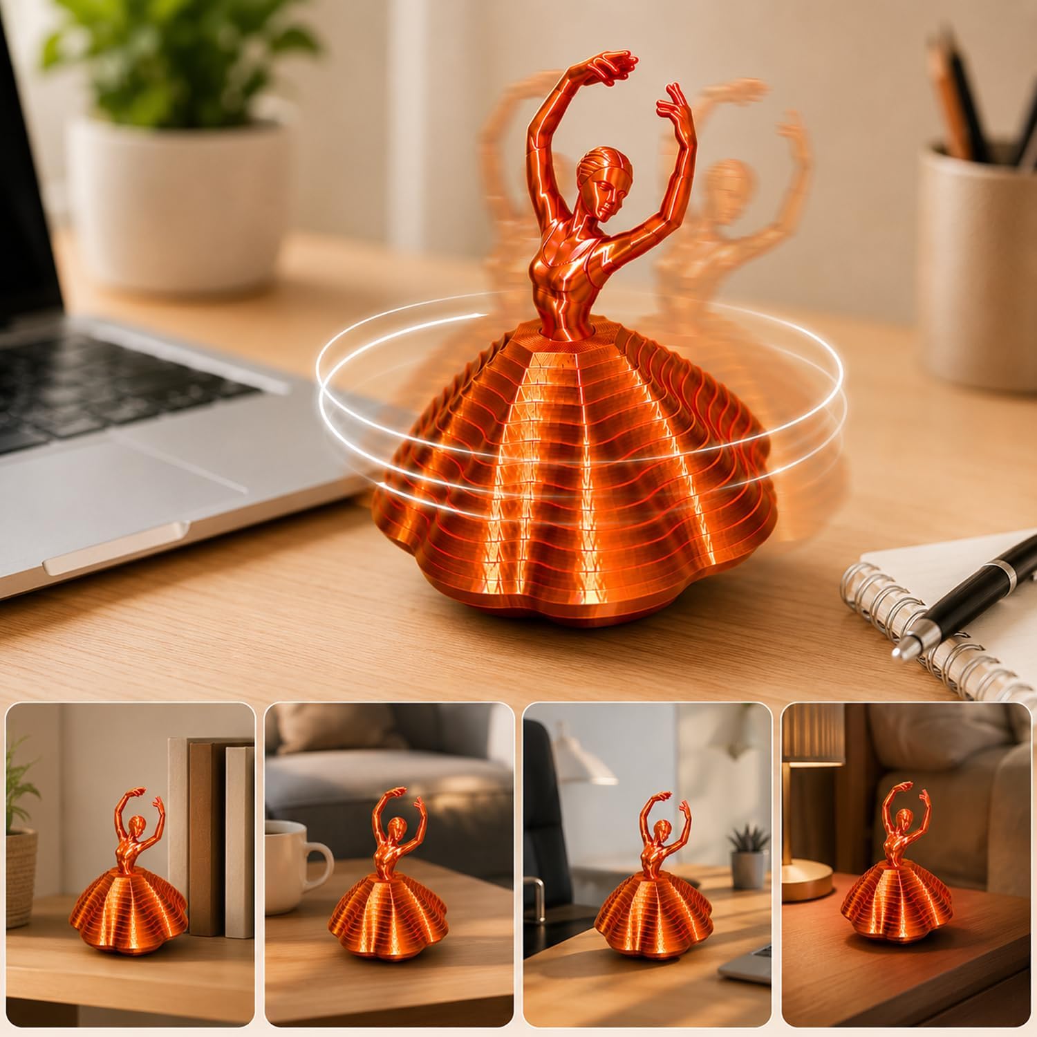 3D Printed Spinning Ballerina – Elegant Fidget Sculpture for Desk & Decor