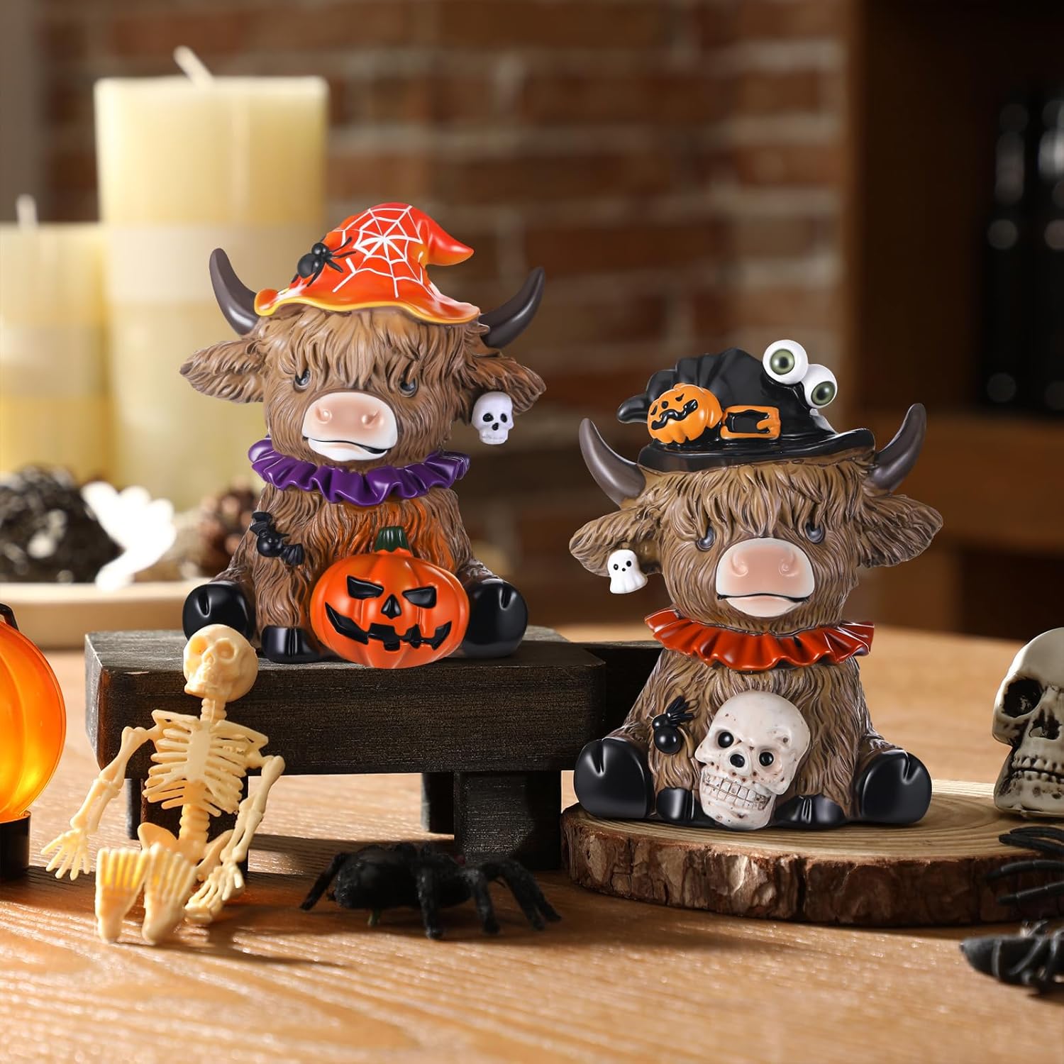 🎃Handmade Highland Cow Figurines Halloween