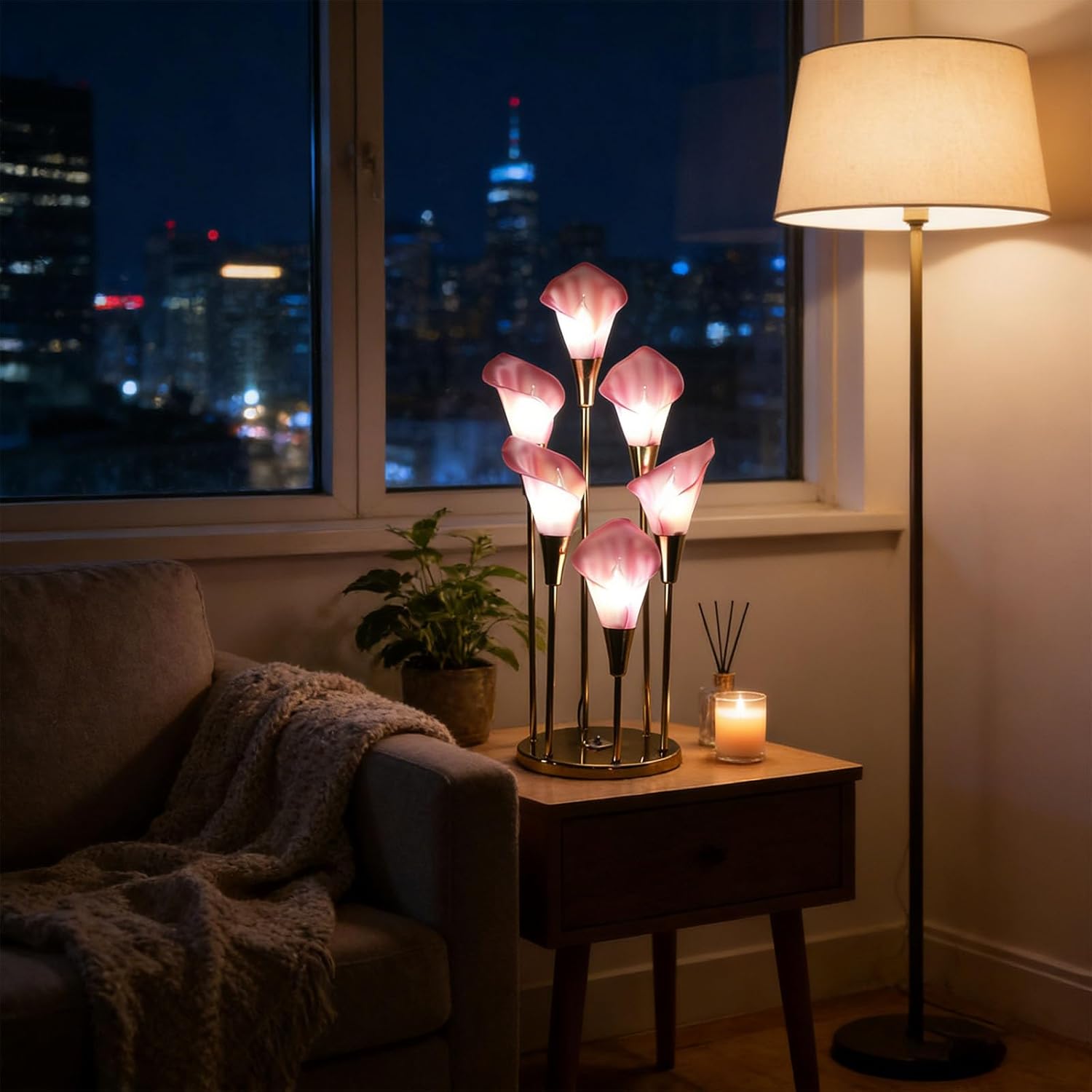 Vintage Regency Pink Calla Lily Lamp🌸✨
