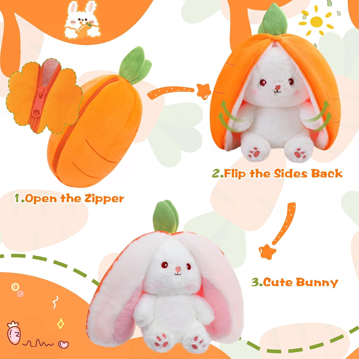 🔥Strawberry Bunny Transformed into Little Rabbit Fruit Doll Plush Toy