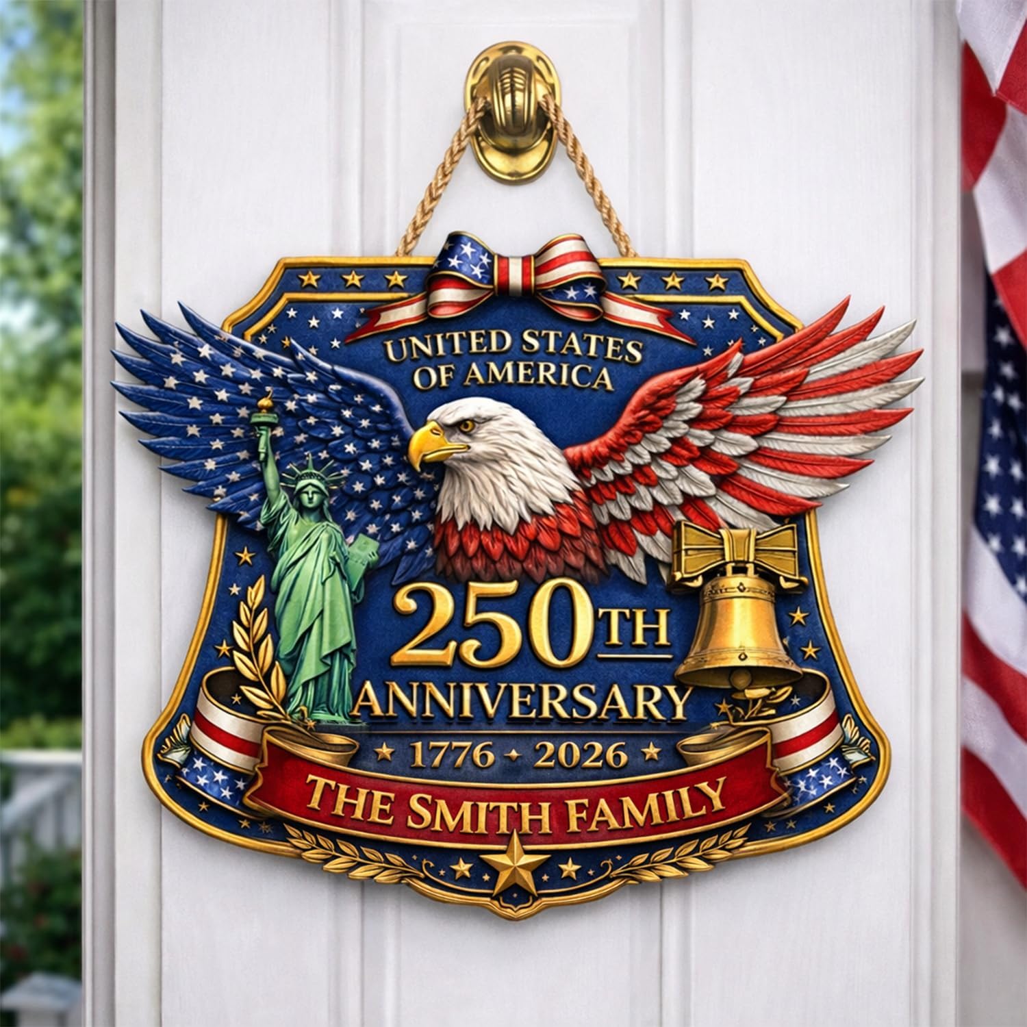Red White Blue U.S. 250th Anniversary Wreath