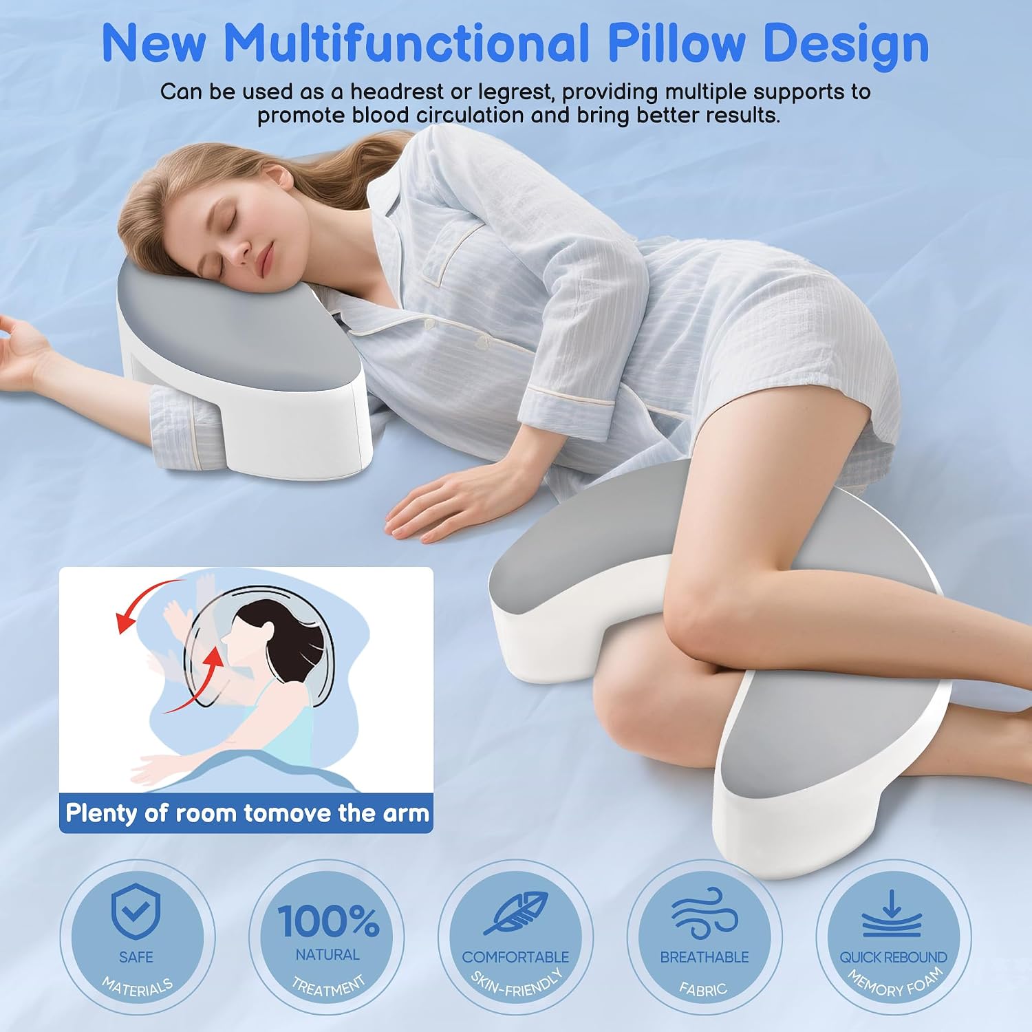 Side Sleeper Pillow with Arm Holes -arm Pillow Ergonomic for Cervical, Neck, Shoulder & Rotator Cuff Pain Relief