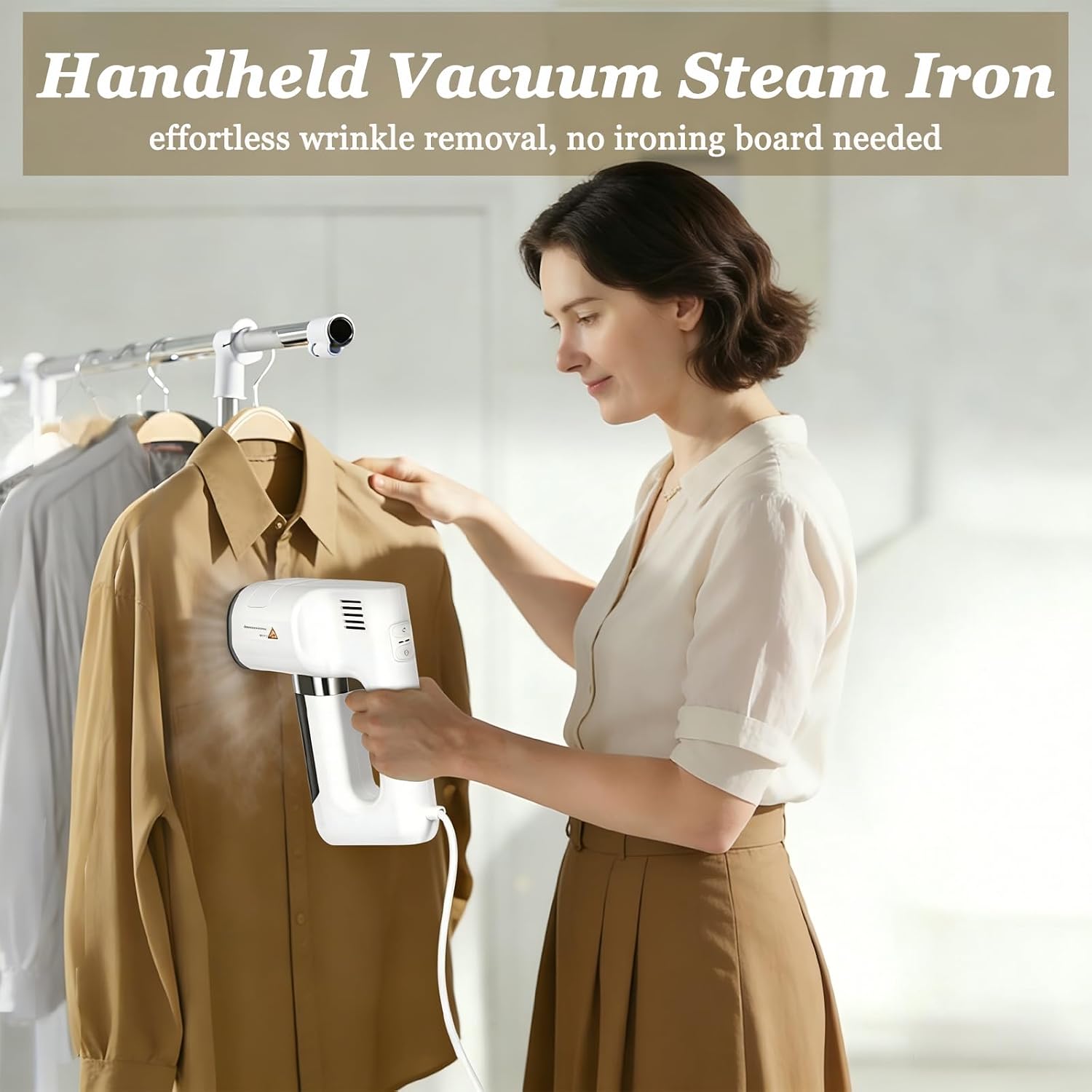 Lightweight handheld vacuum steam-One Handed Wrinkle Removal Without an Ironing Board