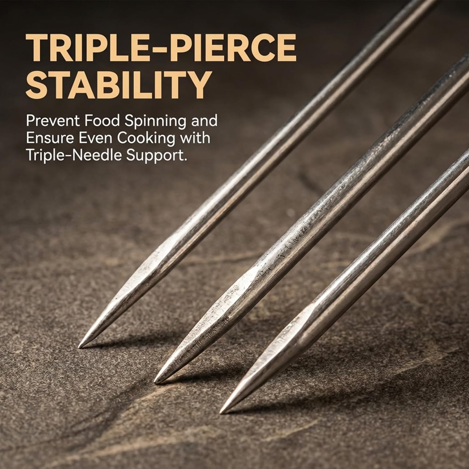 3‑Prong Stainless Steel Skewers for Grilling