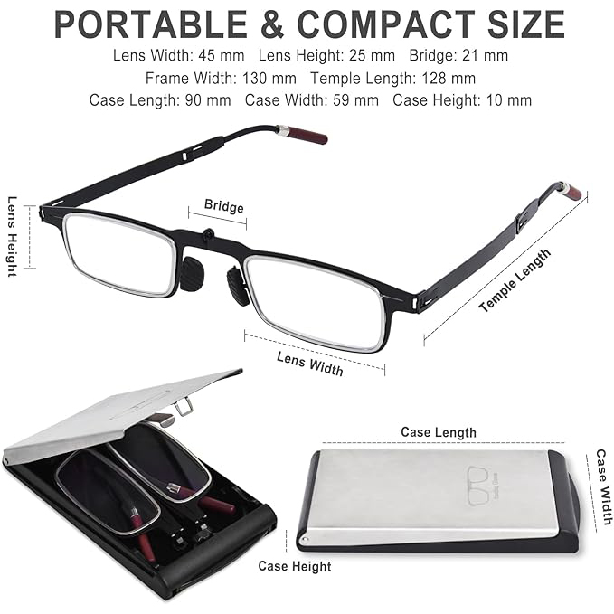 Portable Folding Reading Glasses with Blue Light Protection
