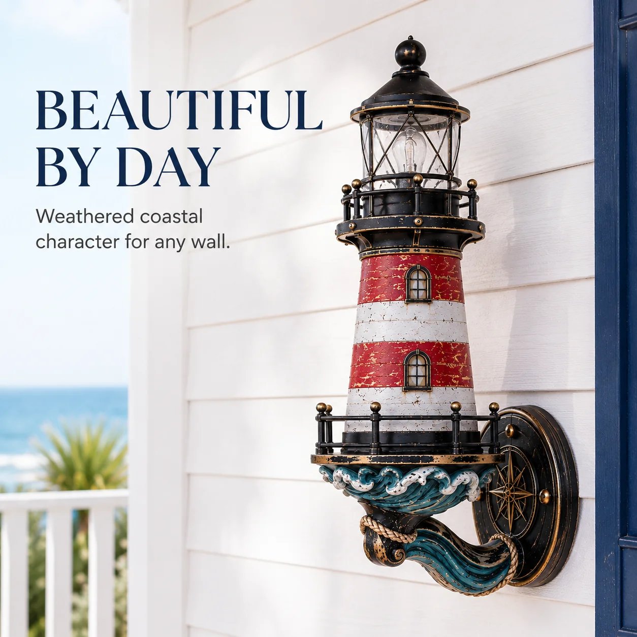 Vintage Coastal Lighthouse Wall Light – nautical coastal wall decor