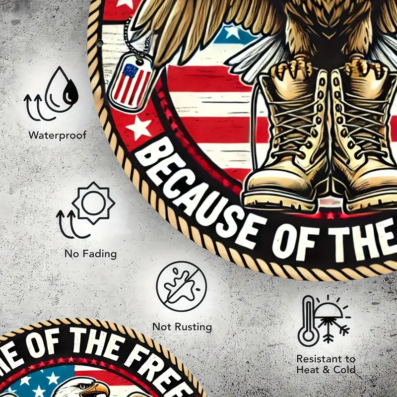 Liberty Circle Door Wreath –8” Patriotic Wooden Sign for 4th of July & Memorial Day