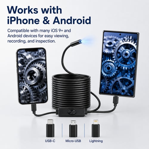 16.4ft Endoscope Camera with Light for iPhone and Android