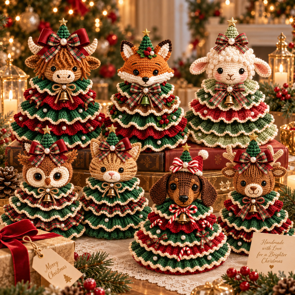 🎄 DIY Animal Christmas Tree Crochet Decor Kit