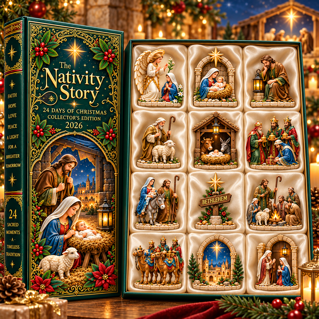 2026 Nativity Story Advent Calendar – 24 Days of Christmas Figurine Collectibles