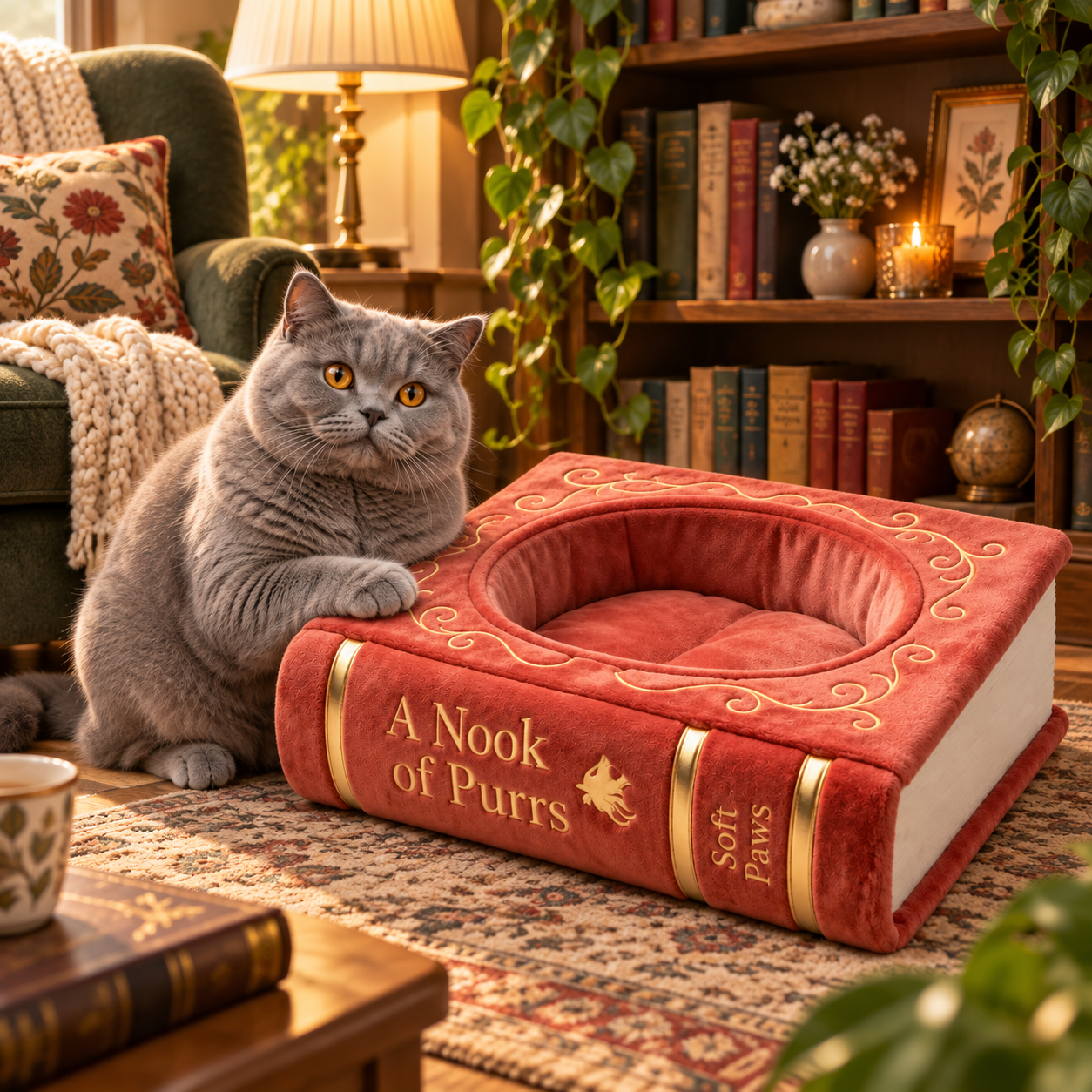 Winter Warm Semi-Enclosed Cat Bed——COZY STORYBOOK PLUSH CAT NEST