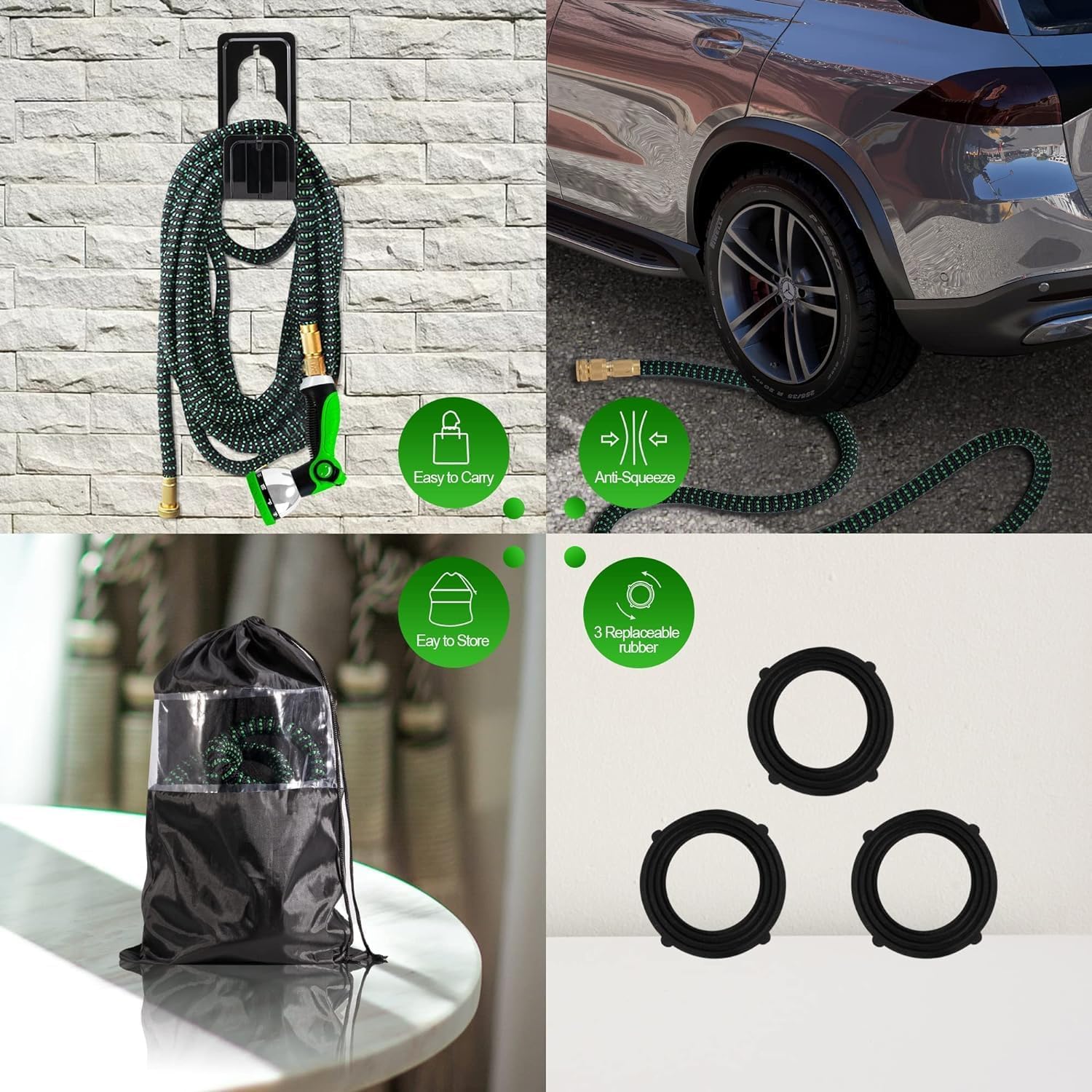 Expandable kink-resistant flexible water hose