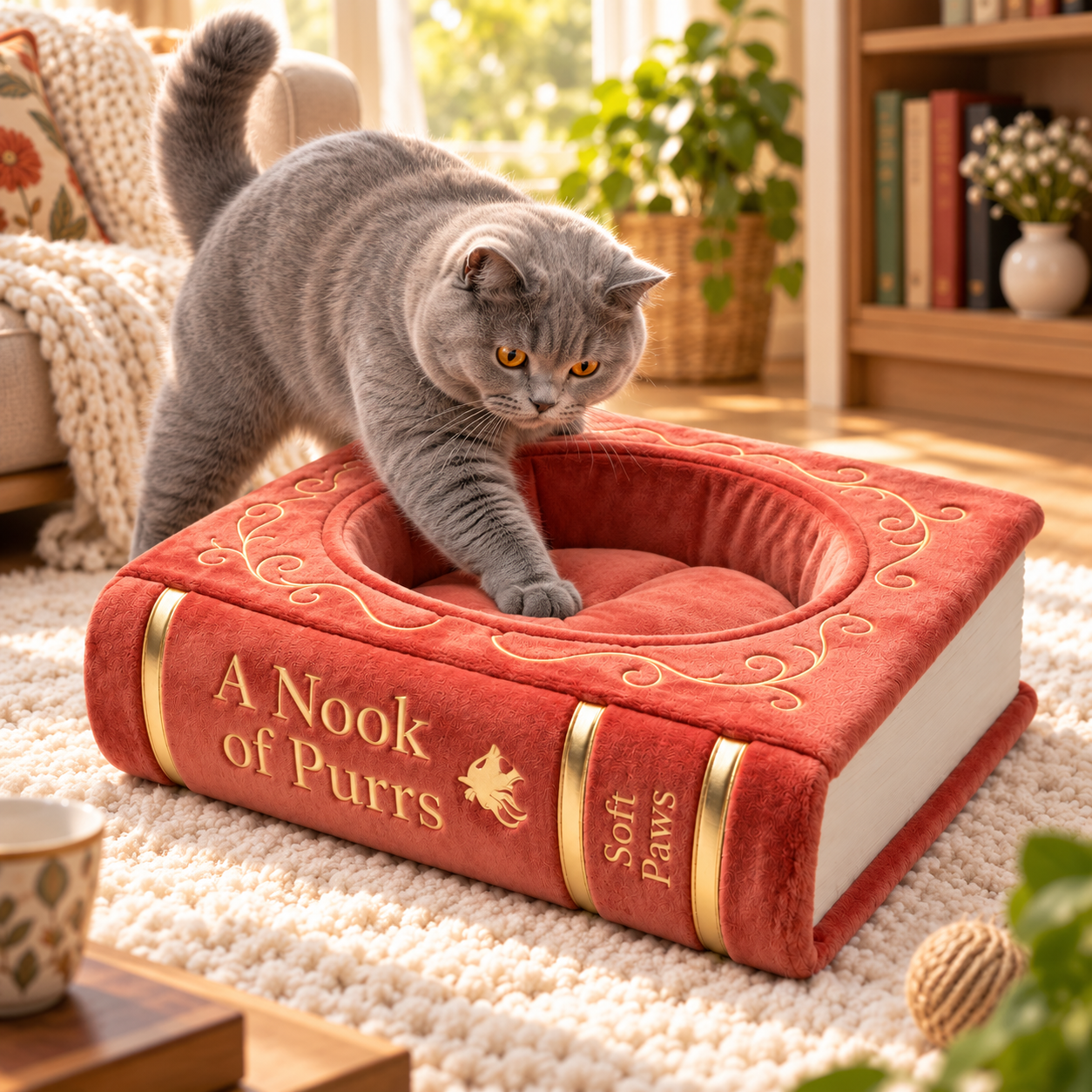 Winter Warm Semi-Enclosed Cat Bed——COZY STORYBOOK PLUSH CAT NEST