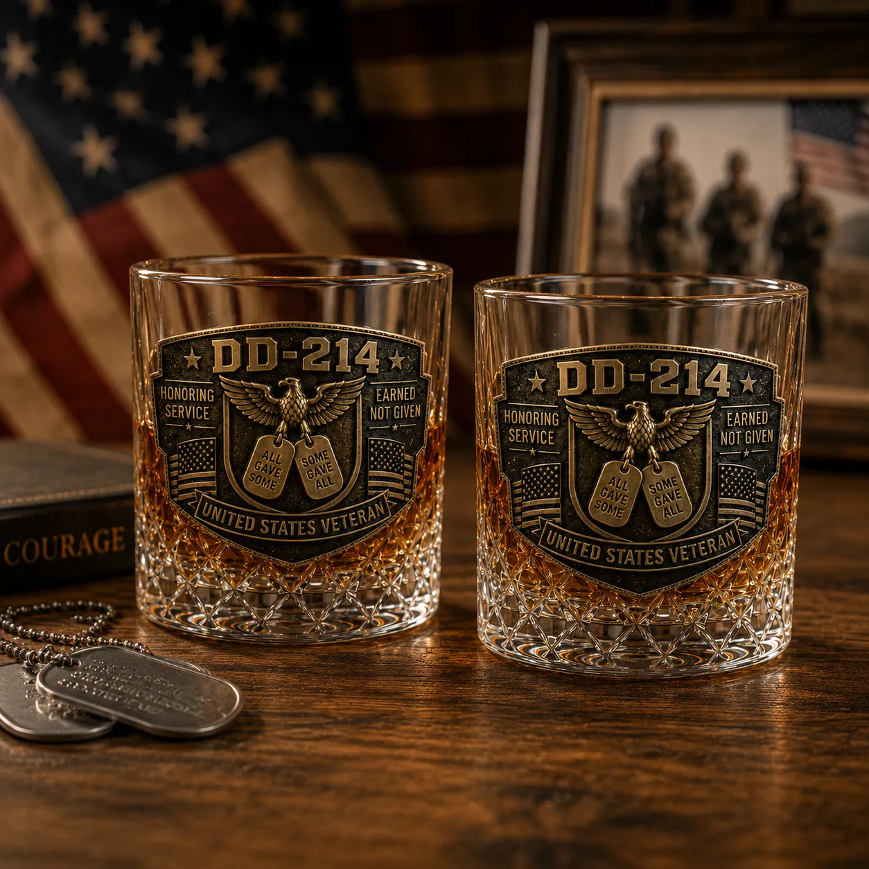 🦅 DD-214 Veteran Whiskey Decanter & Glass Set