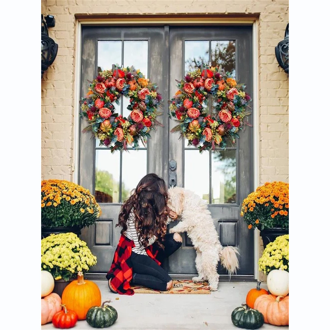 🔥Last Day 49% Off🔥Fall Peony And Pumpkin Wreath - Year Round Wreath