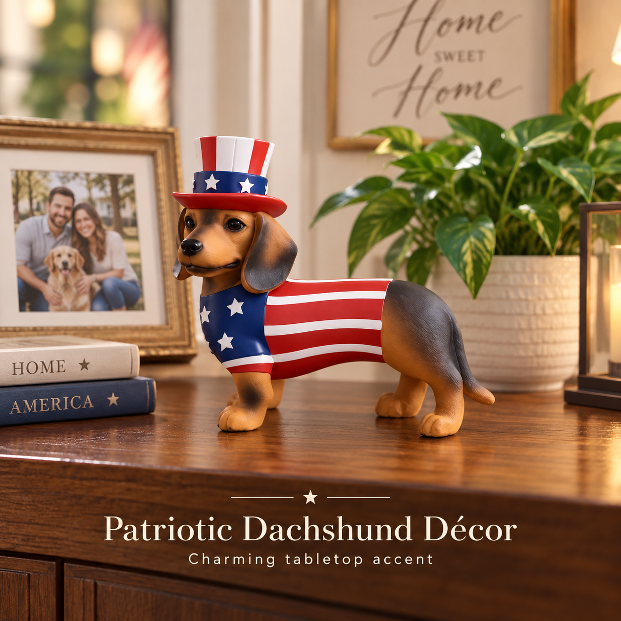 Patriotic Dachshund Tabletop Figurine