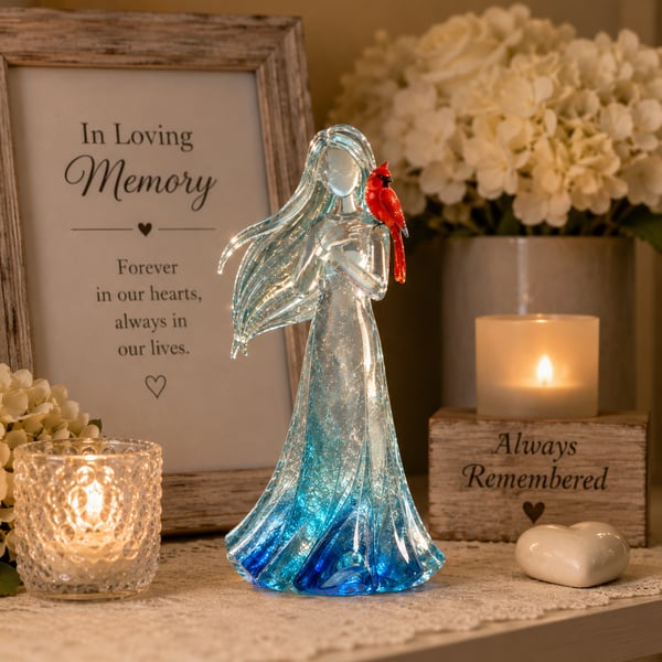 🐦Cardinal Memorial Woman Figurine