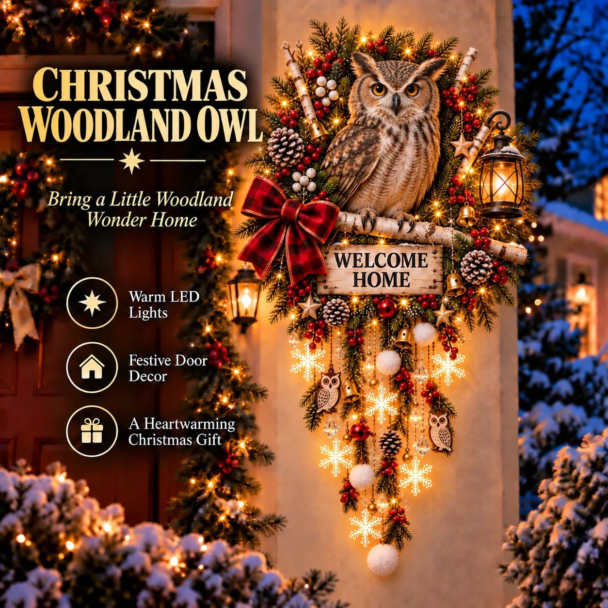 🎄 Lighted Christmas Welcome Hanging Decor – 6 Festive Holiday Designs