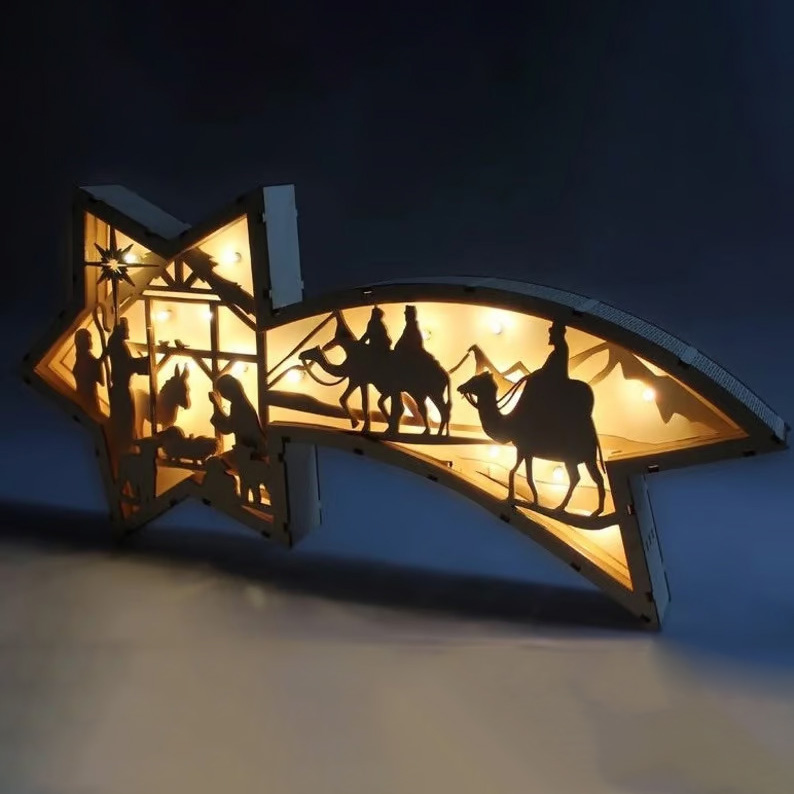 🌟LED Wooden Ornaments Star Shaped Desk Lamp