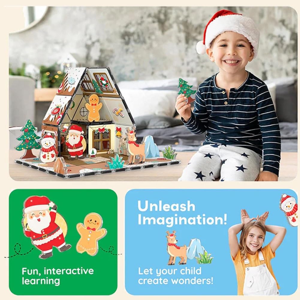 🎄 Magnetic Gingerbread House Building Set– Holiday Edition (46 Pieces) 🎅