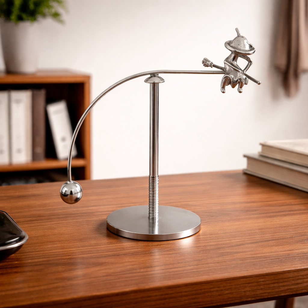 Witch Balance Ball Figurine – Gravity Defying Desktop Sculpture