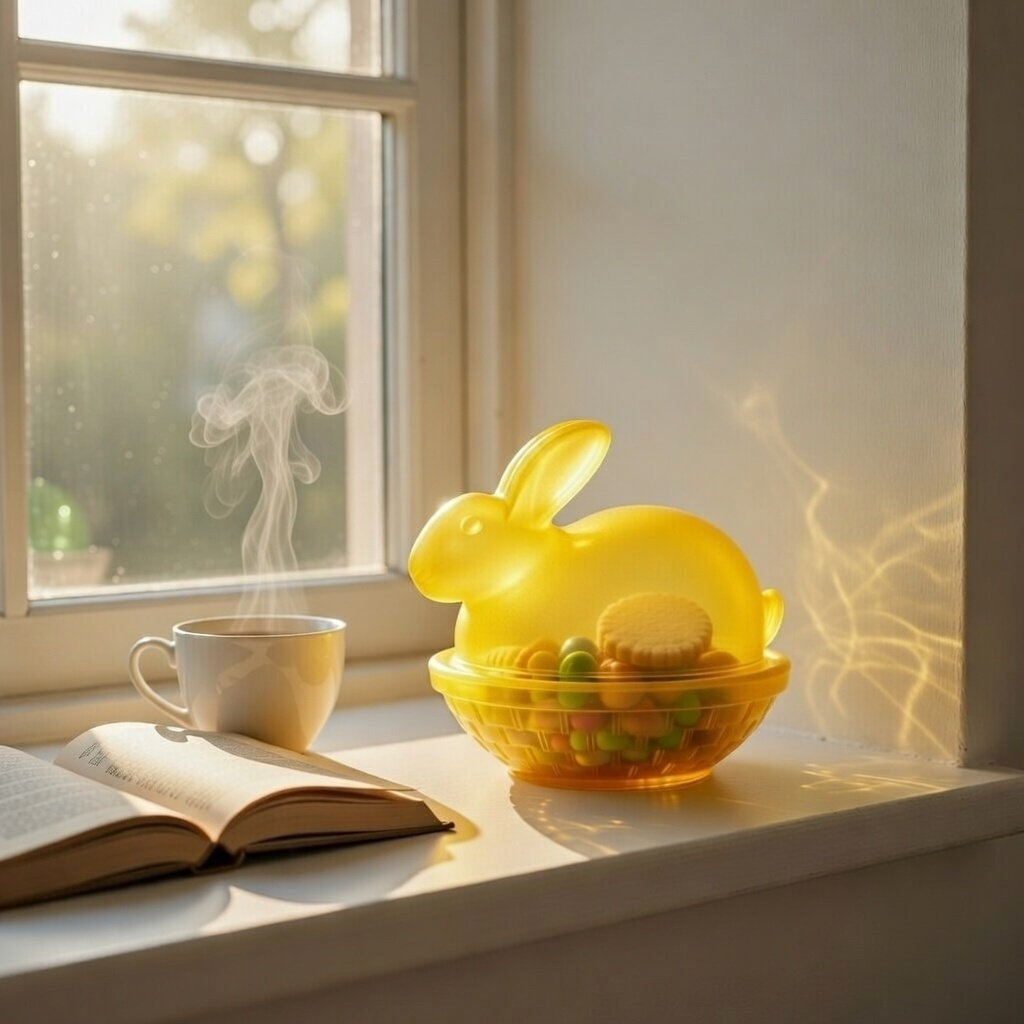 Easter Covered Frosted Crystal Bunny Candy Jar