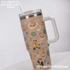 🐹Cute Capybara Stainless Steel Tumbler With Handle & Straw