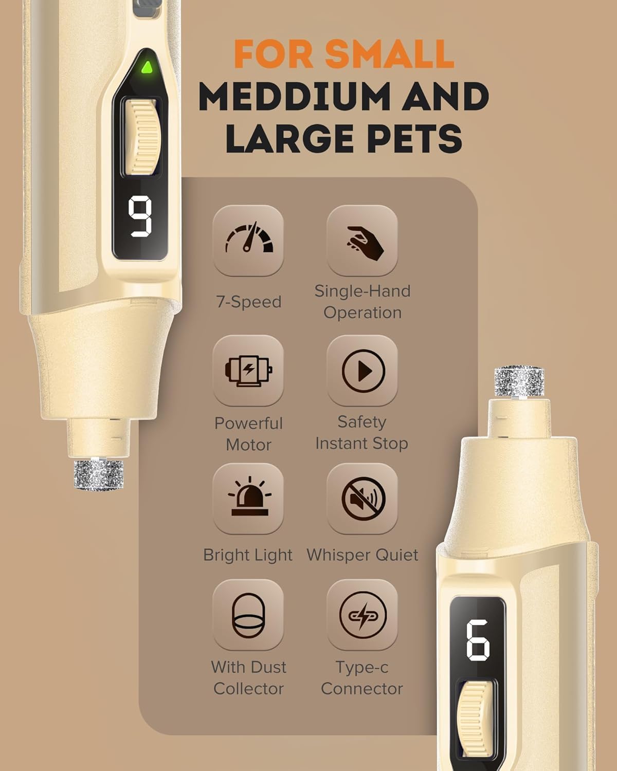 7-Speed Silent Pet Nail Grinder