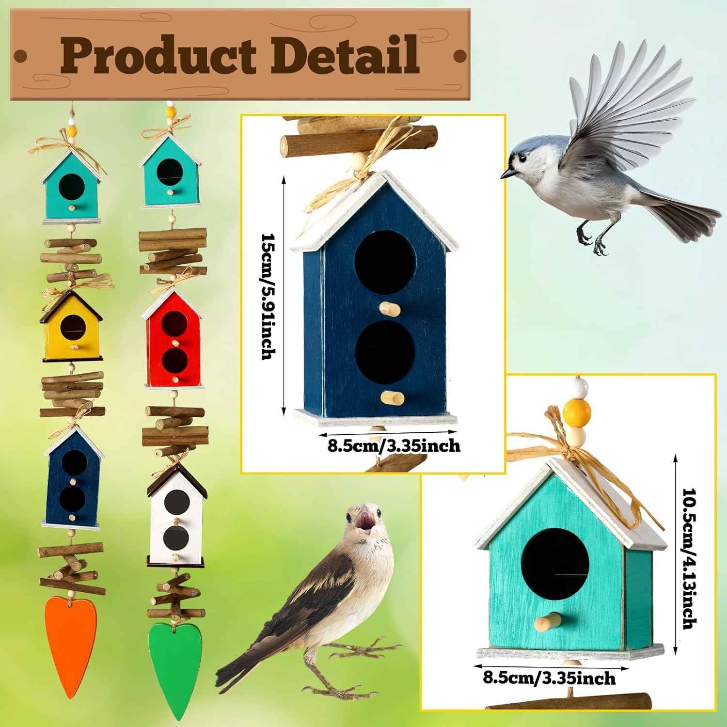 Hanging Colourful Birdhouse Bird Feeder Outdoor