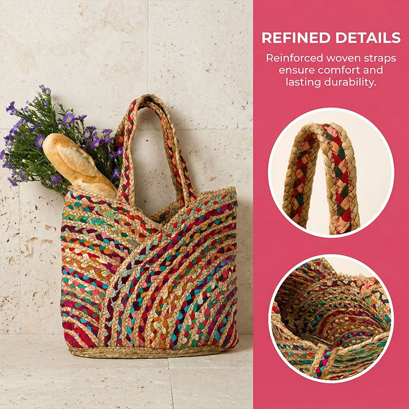 🌈 Colorful Woven Artisan Tote Bag – Boho Summer Essential ✨