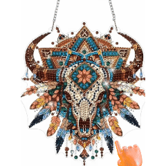 🐂 Boho Western Bull Skull Suncatcher Wall Hanging
