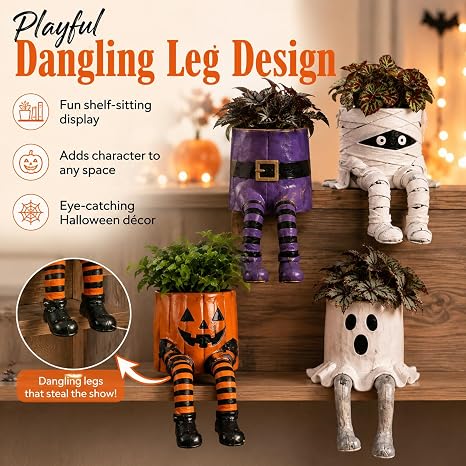 🎃 Halloween Legged Planter Decorations