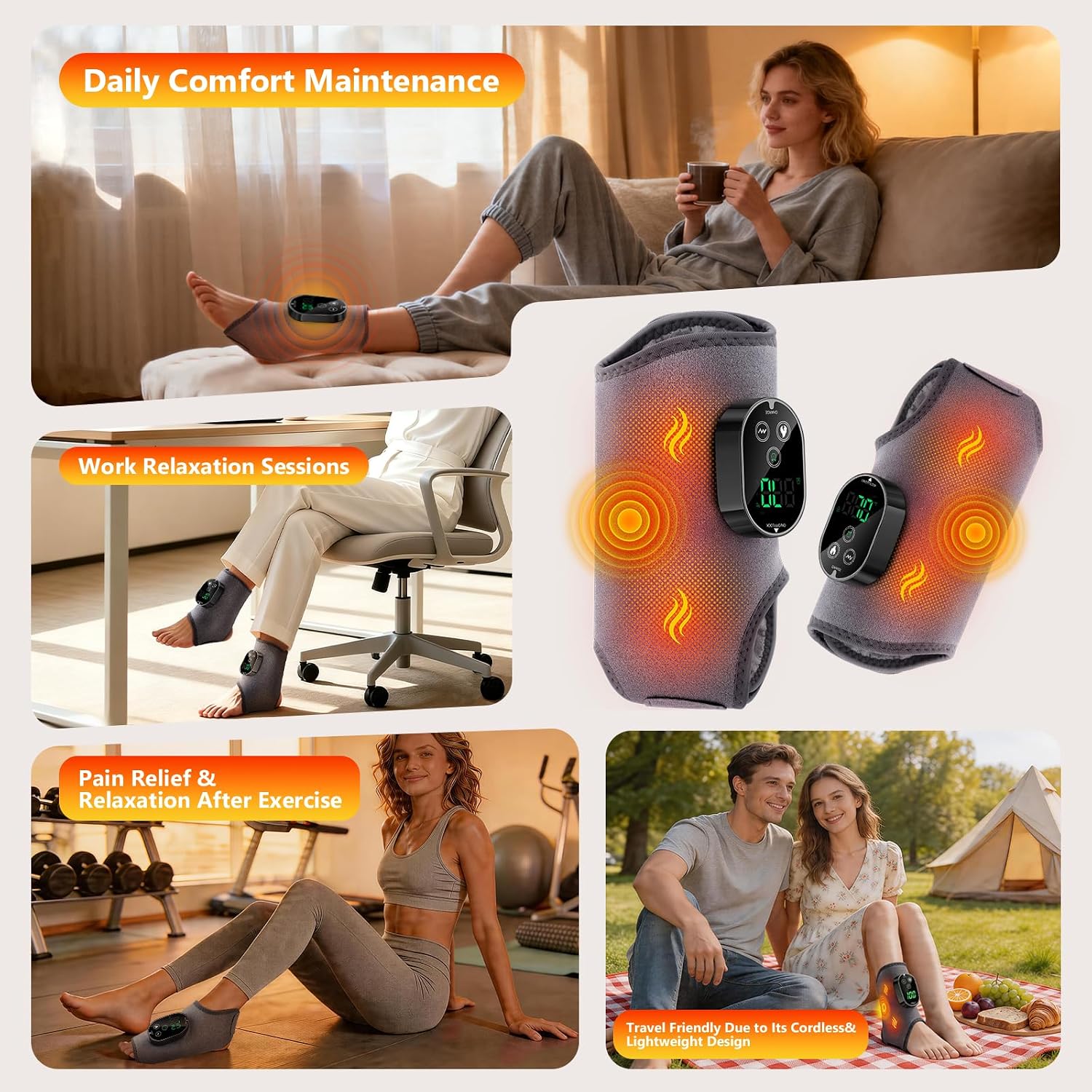 Wearable heated ankle and foot wrap with digital controls