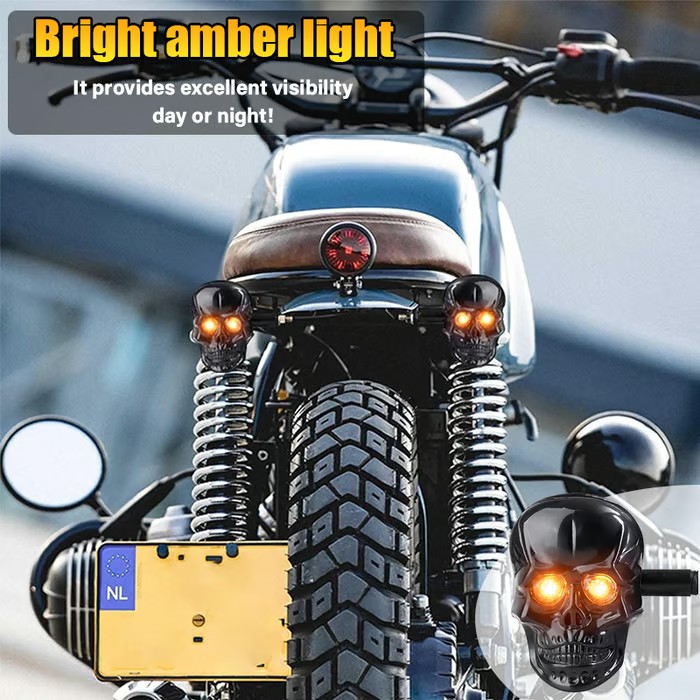 Skull Head LED Amber Turn Signal Indicator Light