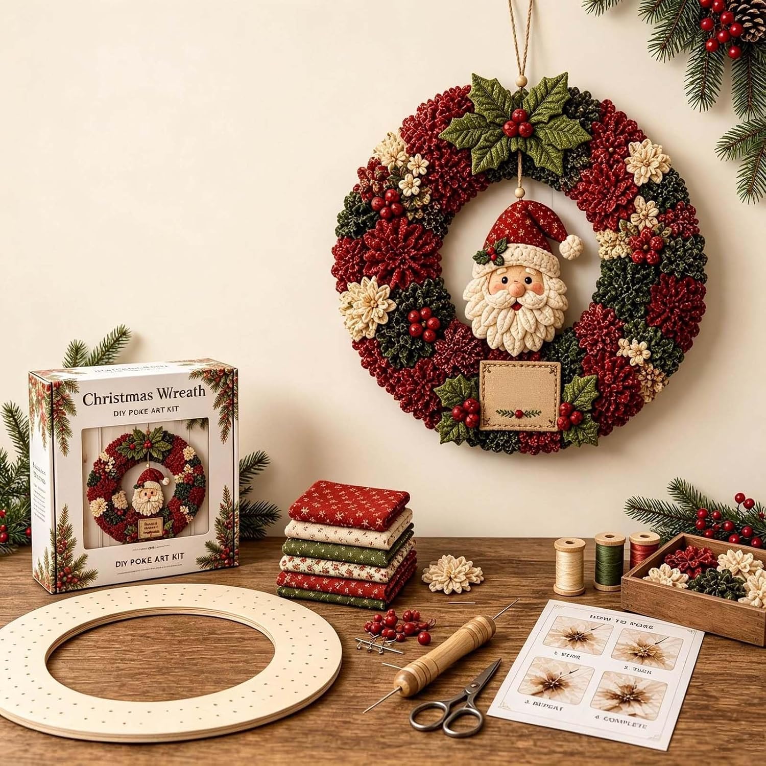 🎄 No-Sew  Fabric Christmas Wreath Craft Kit