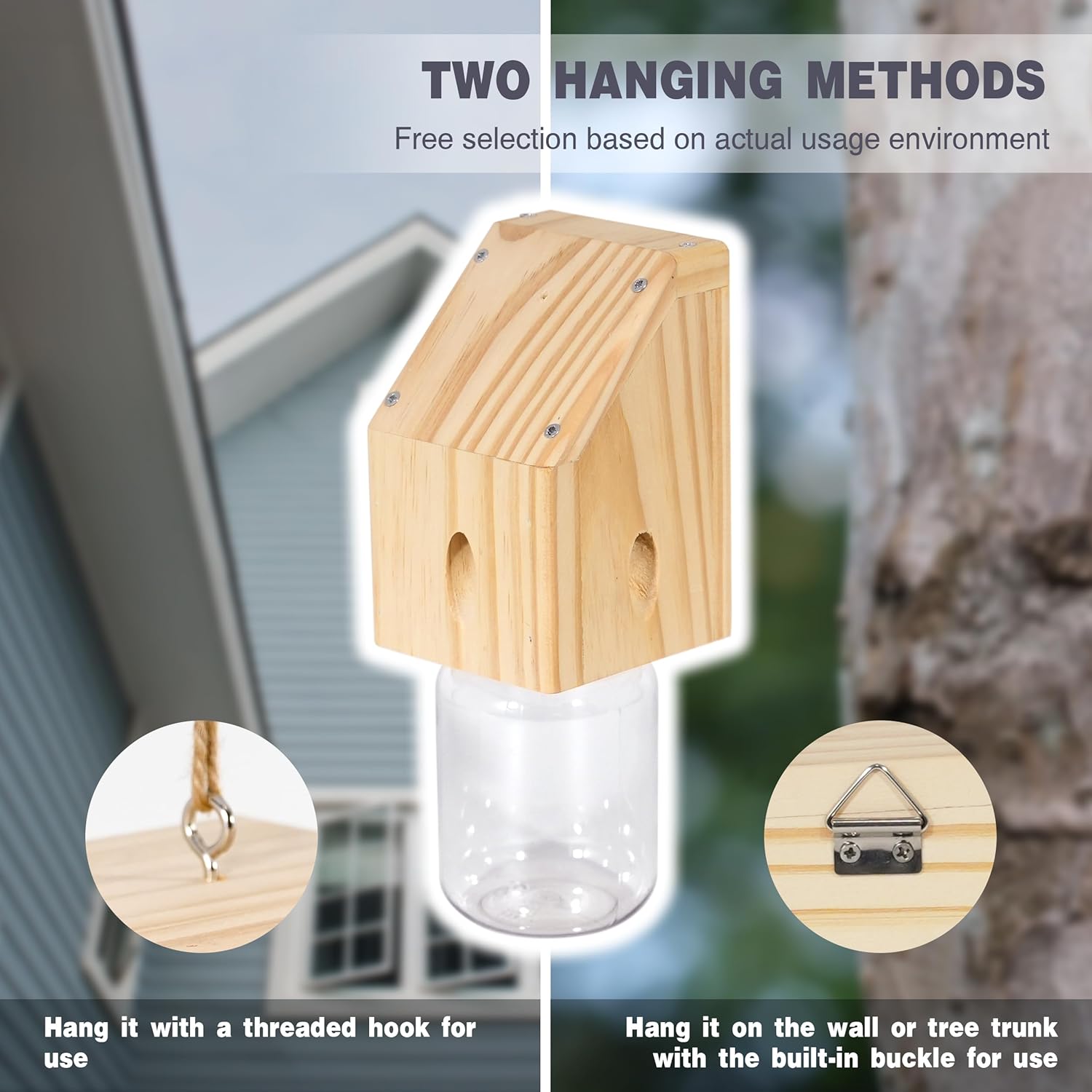 Natural Hanging Wood Bee Trap