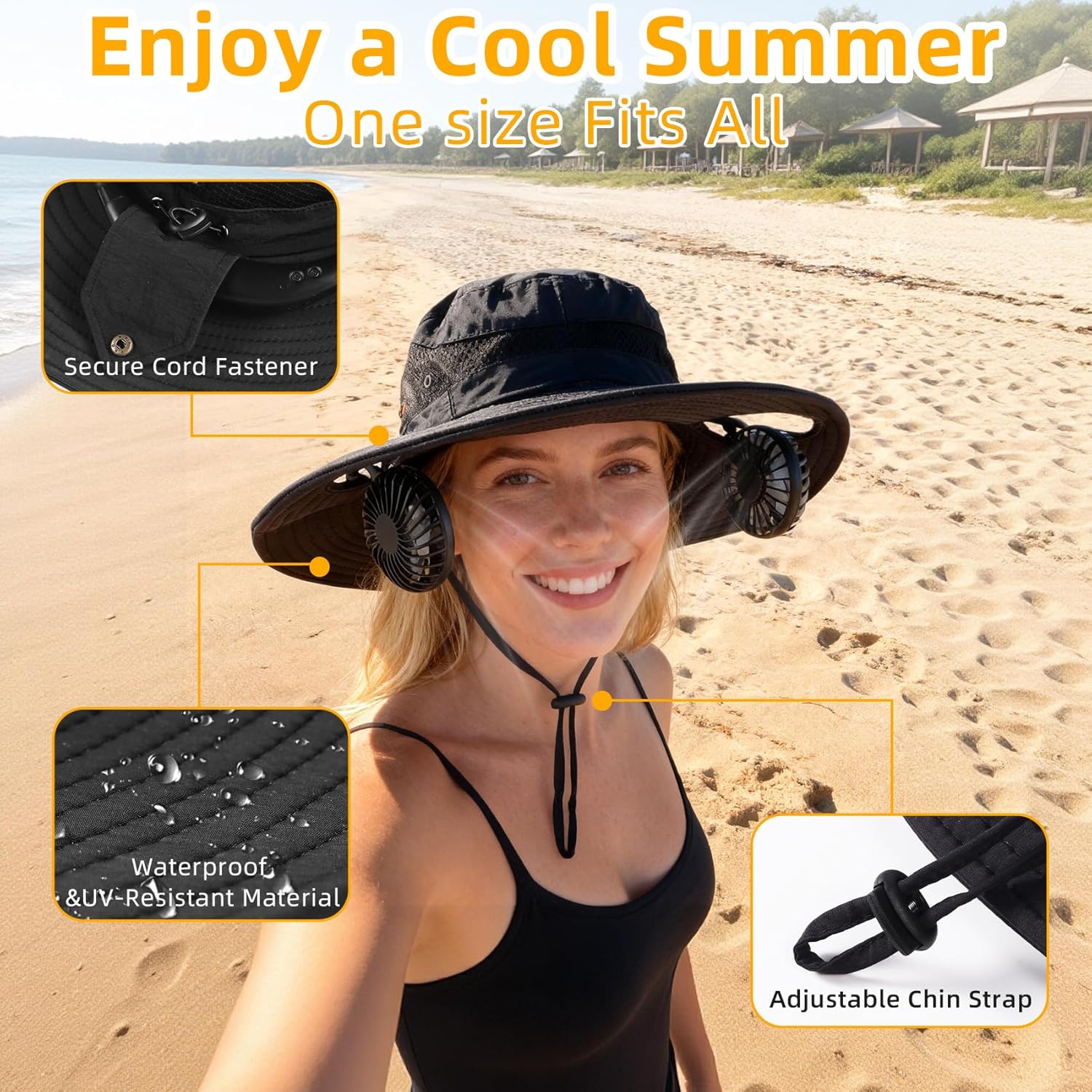 2-in-1 Cooling Sun Hat with Detachable Neck Fan