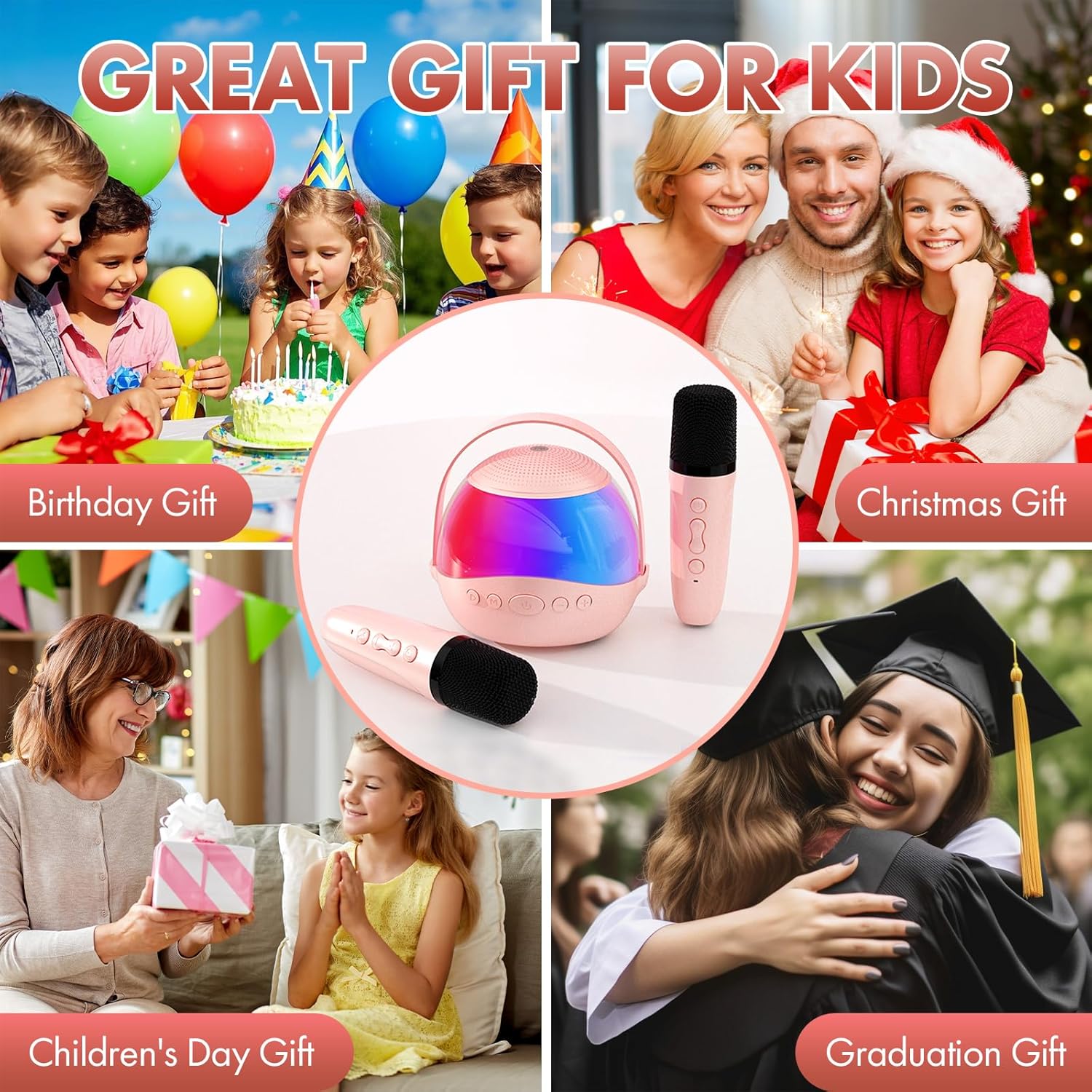 2-Mic Portable Karaoke Machine – Colorful Lights, Fun Voice Effects & Instant Family Entertainment