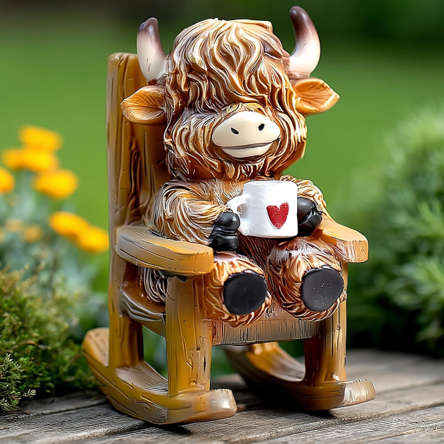 Highland Cow Resin Lamp – Waterproof Solar Glow Figurine
