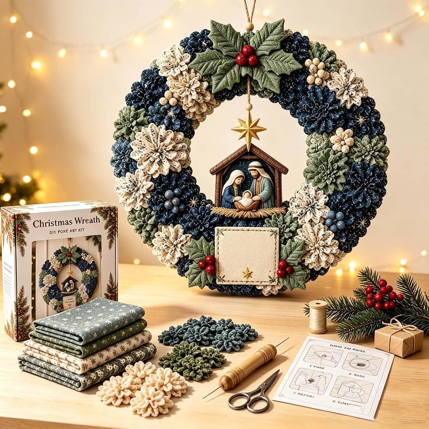 🎄 No-Sew  Fabric Christmas Wreath Craft Kit