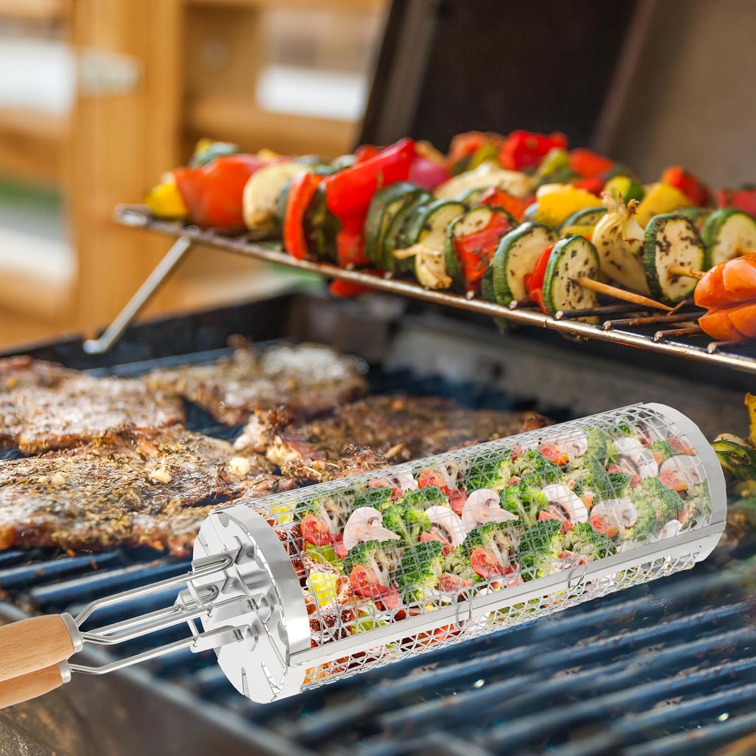 Side-Opening Rolling Nesting Grill Baskets