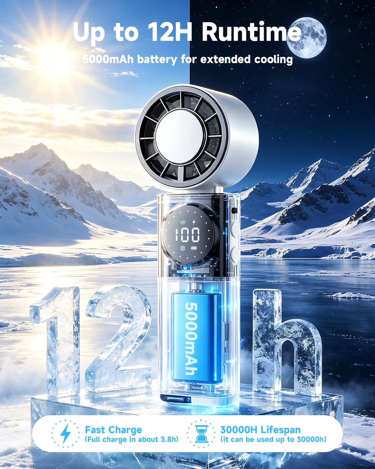 2-in-1 Ice-Cooling Turbo Fan & Power Bank